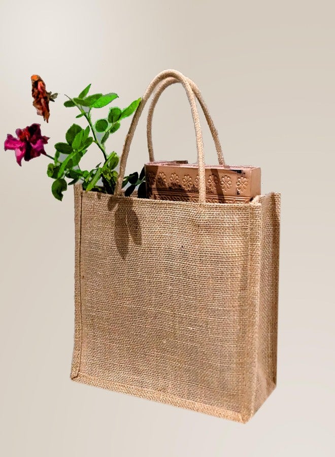 Handmakers Diwali Return Gift Jute Bags 8X10 Inch Pack of 6 - Image 2